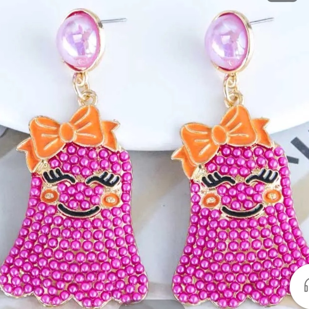👻Purple Pink Bow Ghostie Earrings👻